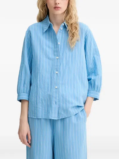Marc O'polo Striped Tie-back Shirt In Blue