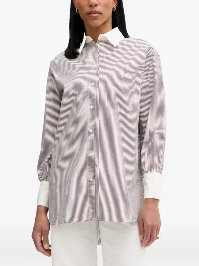 Marc O'polo Striped Tie-cuff Shirt In Grey