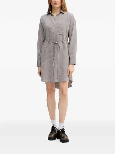 Marc O'polo Striped Tie-waist Dress In Gray