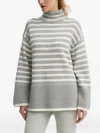 Marc O'polo Striped Turtleneck Sweater In Gray
