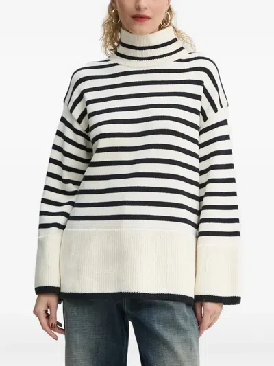 Marc O'polo Striped Turtleneck Sweater In Neutral