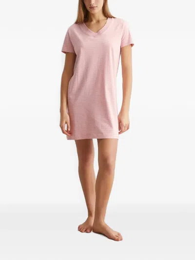 Marc O'polo Striped V-neck Nightdress In Pink