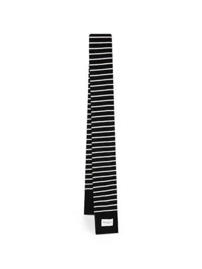 Marc O'polo Striped Wool Scarf In Black