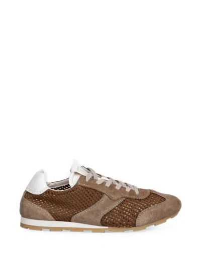 Marc O'polo Suede-panelled Mesh Sneakers In Brown