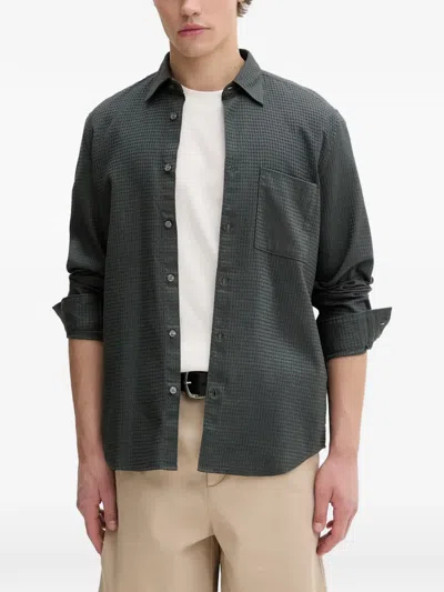 Marc O'polo Textured Chest-pocket Shirt In Gray