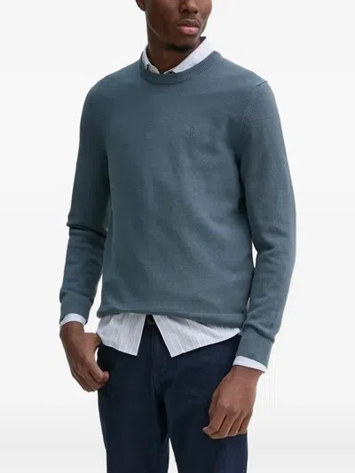 Marc O'polo Textured Crew-neck Sweater In Blue