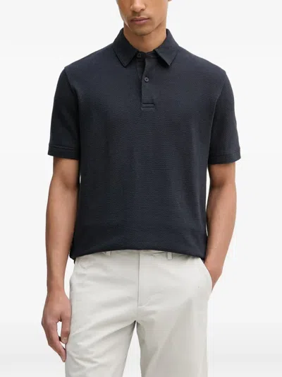 Marc O'polo Textured Short-sleeve Polo Shirt In Blue