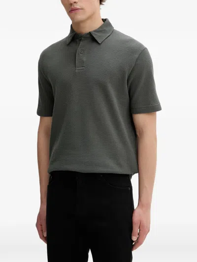 Marc O'polo Textured Short-sleeve Polo Shirt In Green