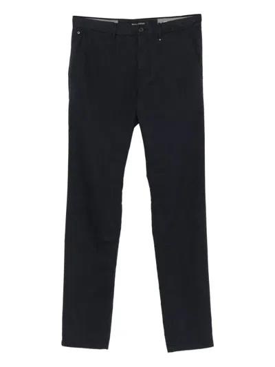 Marc O'polo Textured Straight-leg Trousers In Black