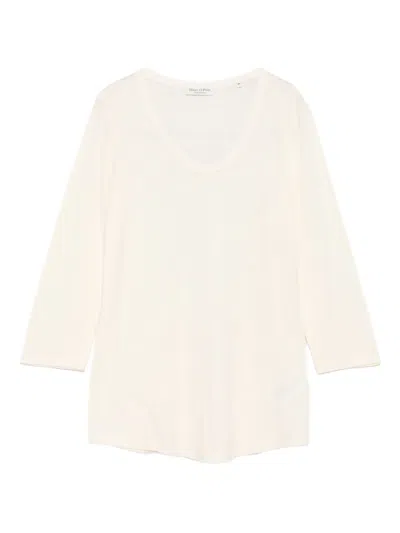 Marc O'polo Three-quarter Sleeve V-neck Top In White