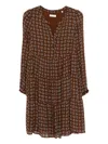 Marc O'polo Tie Detail Mini Dress In Brown