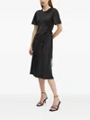 Marc O'polo Tie-side Short-sleeve Midi Dress In Black