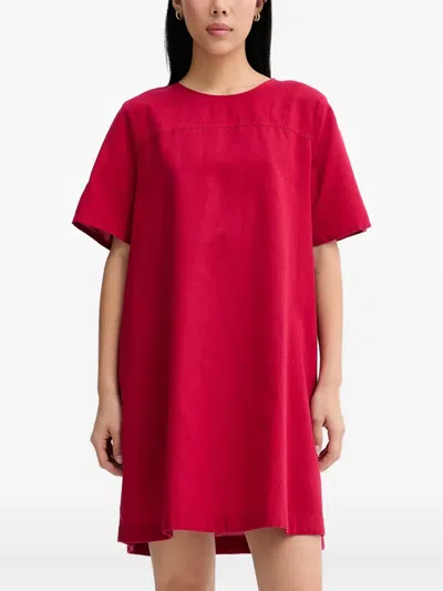Marc O'polo Tie-back Short-sleeve Mini Dress In Red