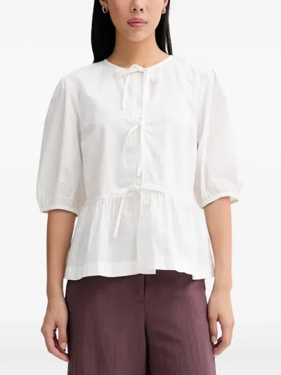 Marc O'polo Tie-fastening Peplum Blouse In Multi