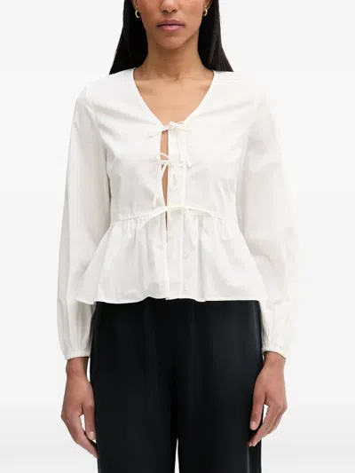 Marc O'polo Tie-fastening Peplum Blouse In White