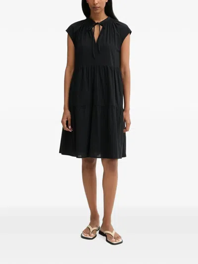 Marc O'polo Tiered Short-sleeved Mini Dress In Black
