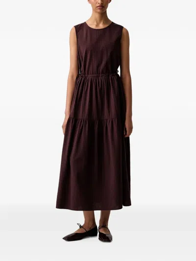 Marc O'polo Tiered Sleeveless Maxi Dress In Burgundy