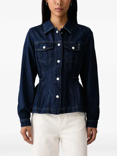 Marc O'polo Tie-waist Peplum Denim Jacket In Blue