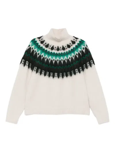 Marc O'polo Turtleneck Patterned Jumper In Neutral