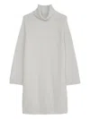 Marc O'polo Turtleneck Ribbed Mini Dress In Gray