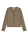 Marc O'polo V-neck Button-up Cardigan In Brown
