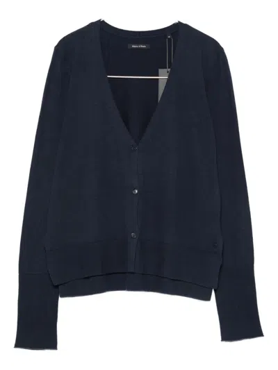 Marc O'polo V-neck Buttoned Cardigan In Blue