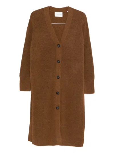 Marc O'polo V-neck Knit Coat In Brown
