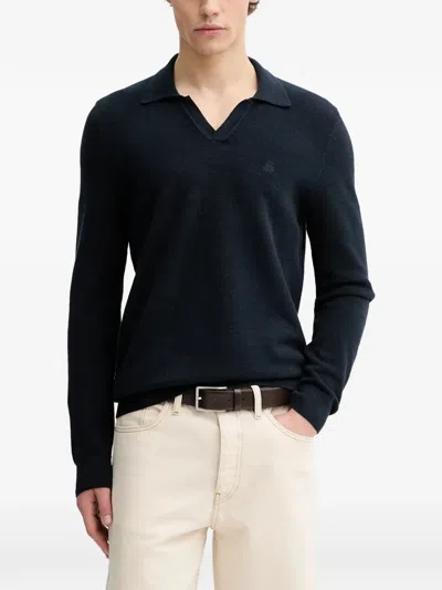 Marc O'polo V-neck Long-sleeve T-shirt In Blue