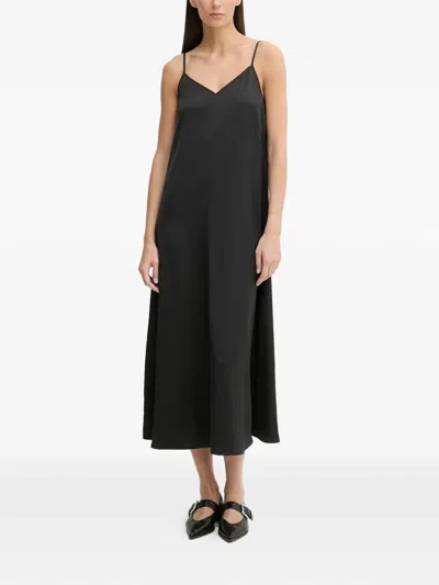 Marc O'polo V-neck Midi Dress In Black