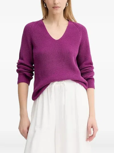Marc O'polo V-neck Ribbed Jumper In Purple