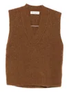 Marc O'polo V-neck Wool-blend Vest In Brown