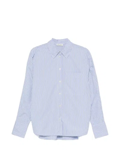 Marc O'polo Vertical-stripe Chest-pocket Shirt In Blue