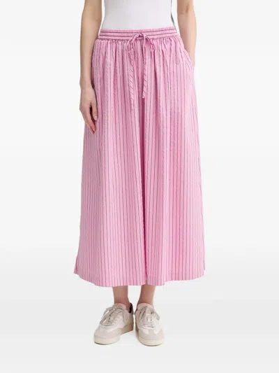 Marc O'polo Vertical-stripe Drawstring Midi Skirt In Pink