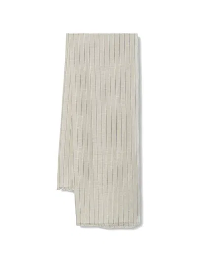 Marc O'polo Vertical-stripe Frayed Scarf In Neutral