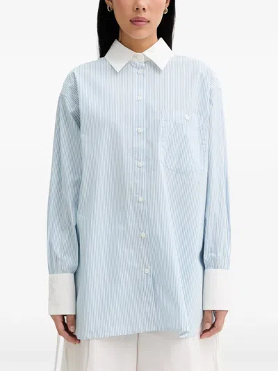 Marc O'polo Vertical-stripe Long-sleeve Shirt In Gray