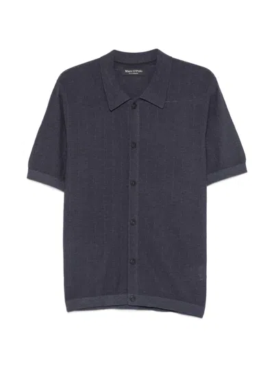 Marc O'polo Vertical-stripe Short-sleeve Shirt In Blue