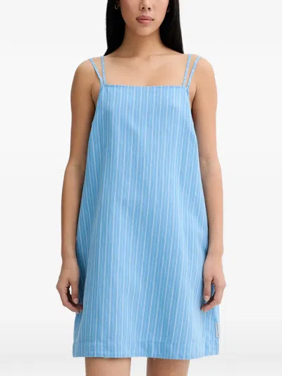 Marc O'polo Vertical-stripe Square-neck Mini Dress In Blue