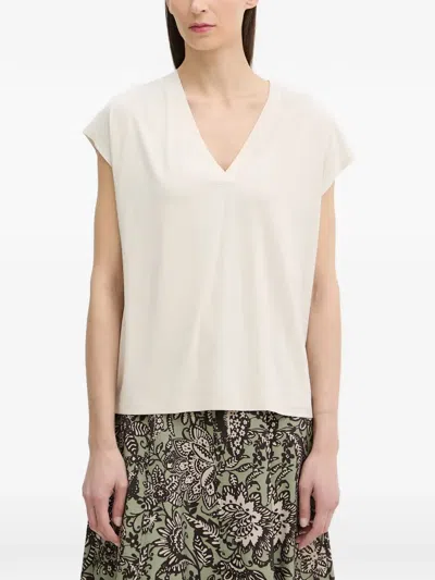 Marc O'polo V-neck Cap-sleeve T-shirt In Red