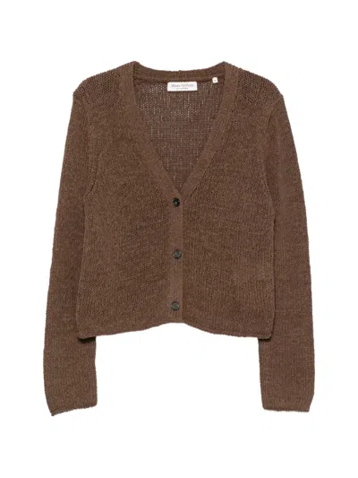 Marc O'polo V-neck Chunky-knit Cardigan In Brown