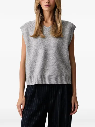Marc O'polo V-neck Knitted Vest In Grey