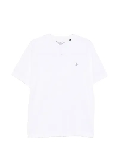Marc O'polo V-neck Logo-print T-shirt In White