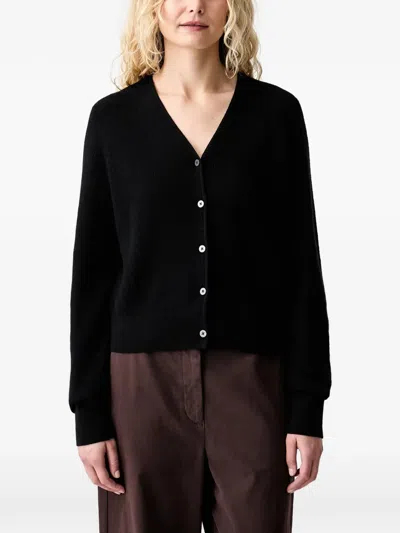 Marc O'polo V-neck Ribbed Cardigan In Black