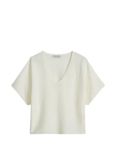 Marc O'polo V-neck Short-sleeve Sweat In Neutral