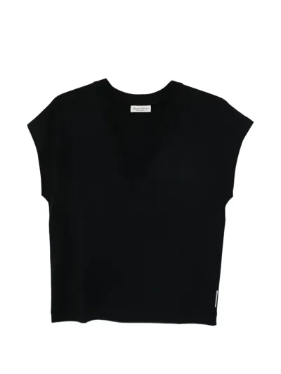 Marc O'polo V-neck Sleeveless T-shirt In Black
