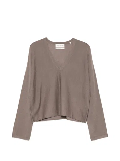 Marc O'polo V-neck Sweater In Brown