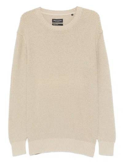 Marc O'polo Waffle-knit Crew-neck Jumper In Neutral