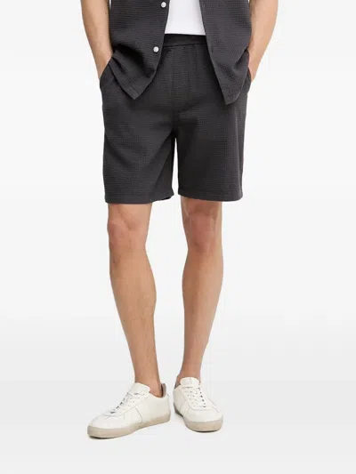 Marc O'polo Waffle-knit Drawstring Shorts In Black
