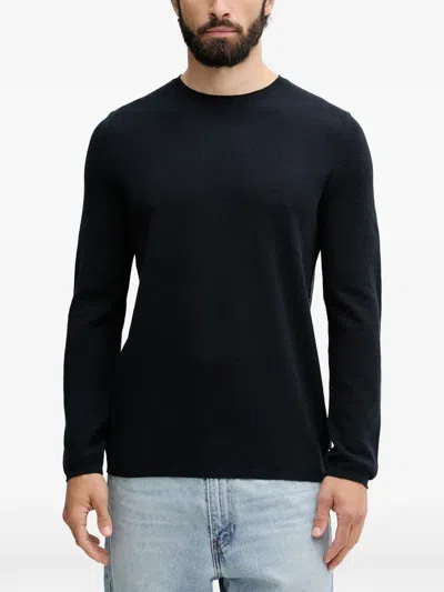 Marc O'polo Waffle-knit Long-sleeve Sweater In Blue