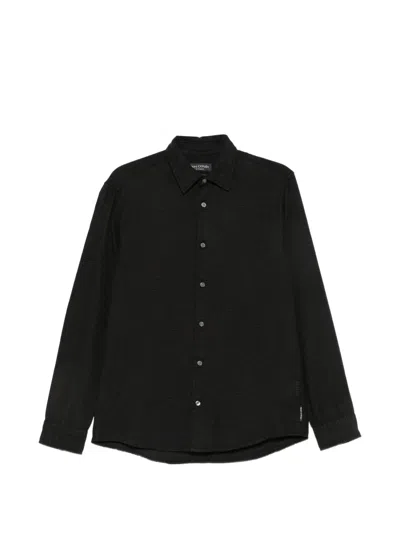 Marc O'polo Waffle-knit Long-sleeved Shirt In Black