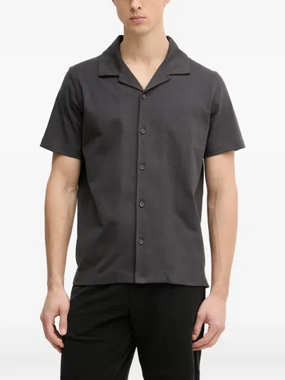 Marc O'polo Waffle-knit Short-sleeve Shirt In Gray